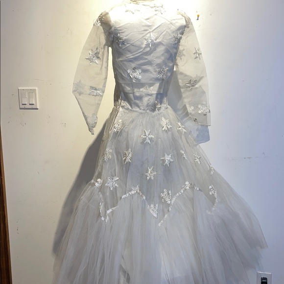 Vintage 1950’s wedding prom dress jacket set snowflake - Picture 5 of 8
